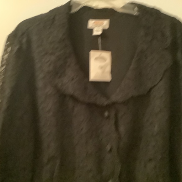 Plus size lace style collar long sleeve button down jacket top shirt blouse  NWT - Picture 5 of 11